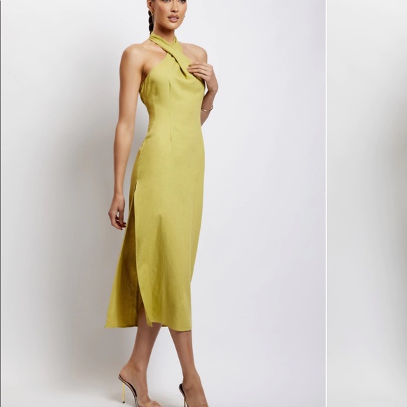 Green halter midi dress. - Picture 3 of 6